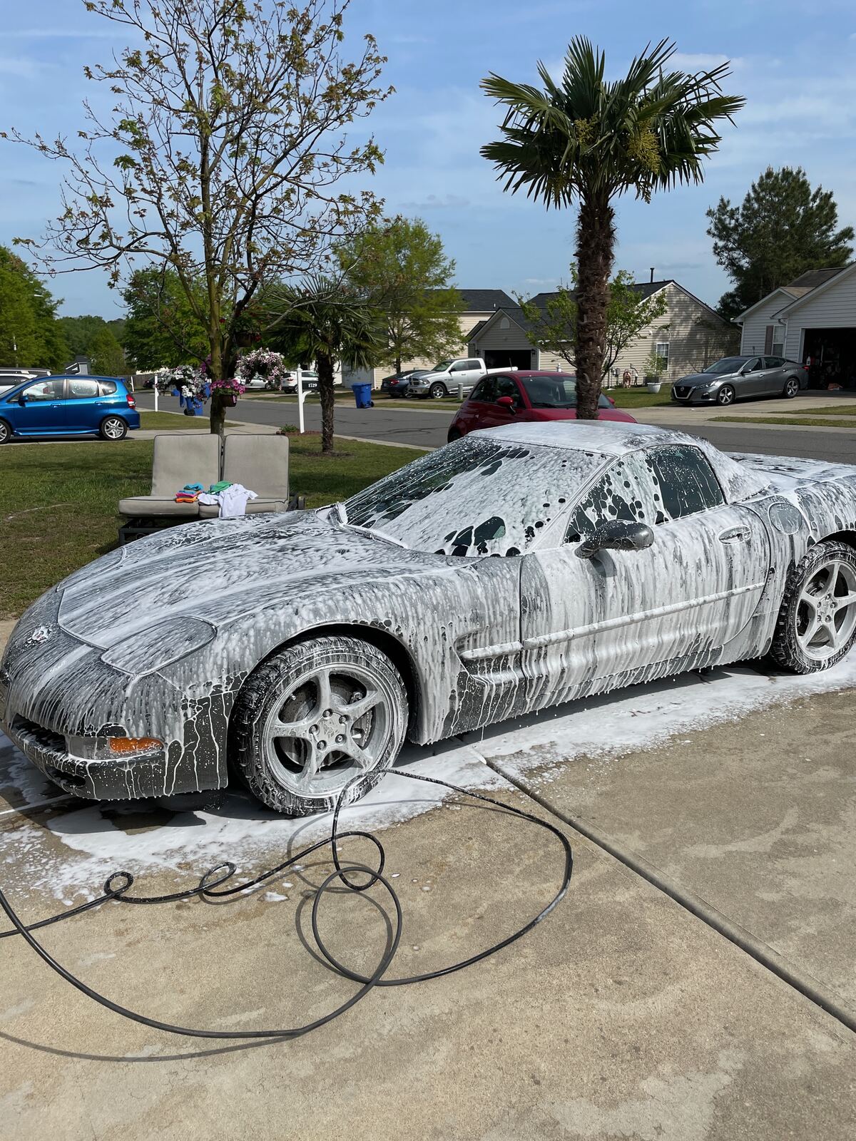 Foam pre-wash in progress